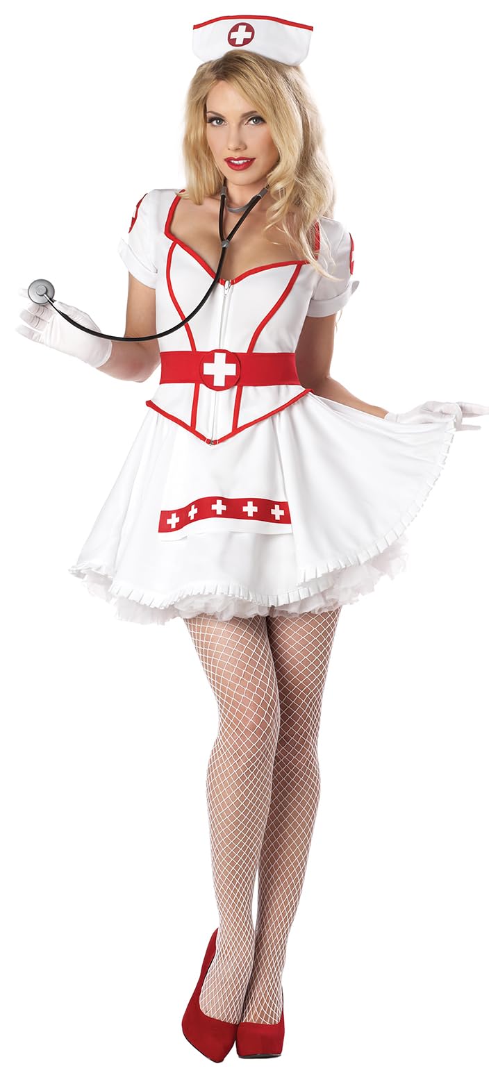 Plus Size Nurse Heartbreaker Costume - White Dress with Hat and Belt
